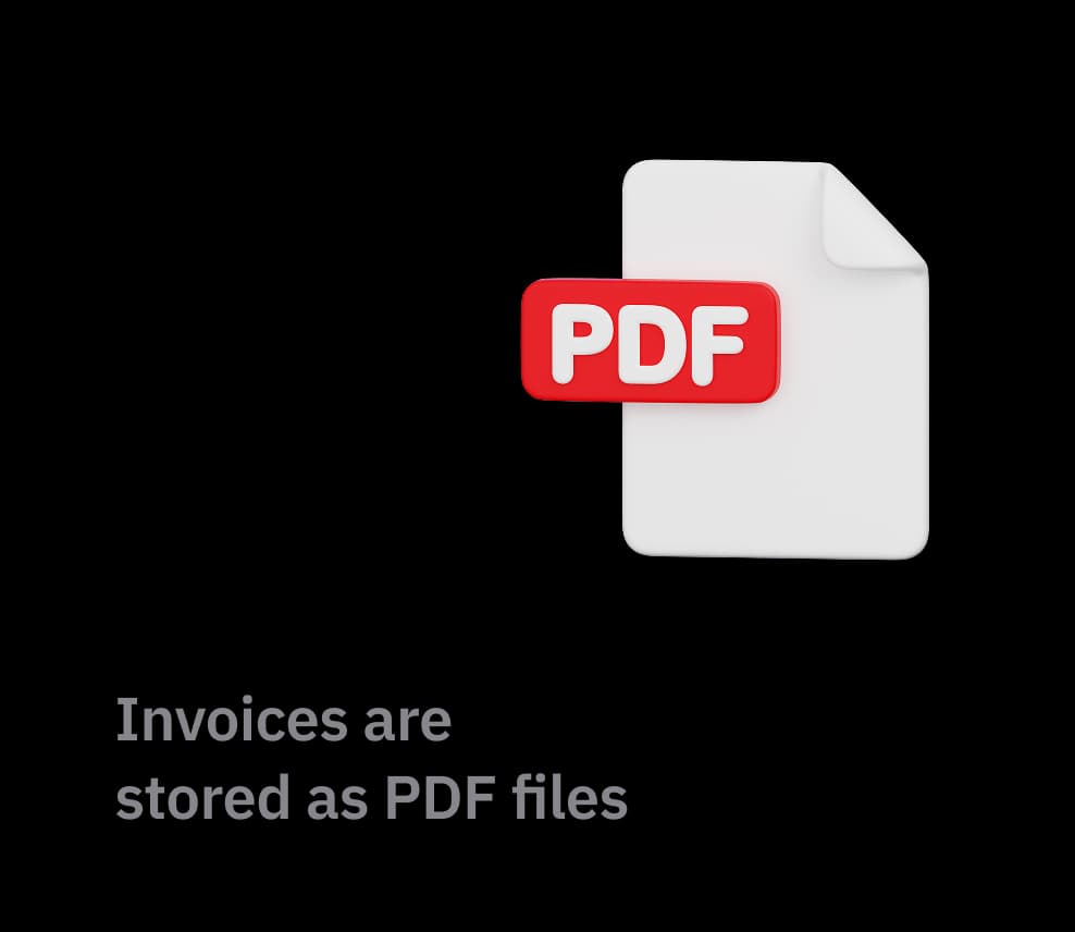 Invoices are stored as PDF files